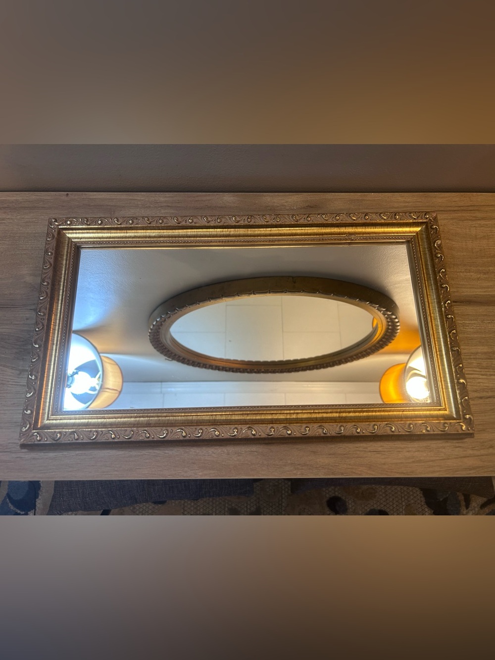 Ornate Gold Rectangular Wall Mirror - Decorative Frame Accent